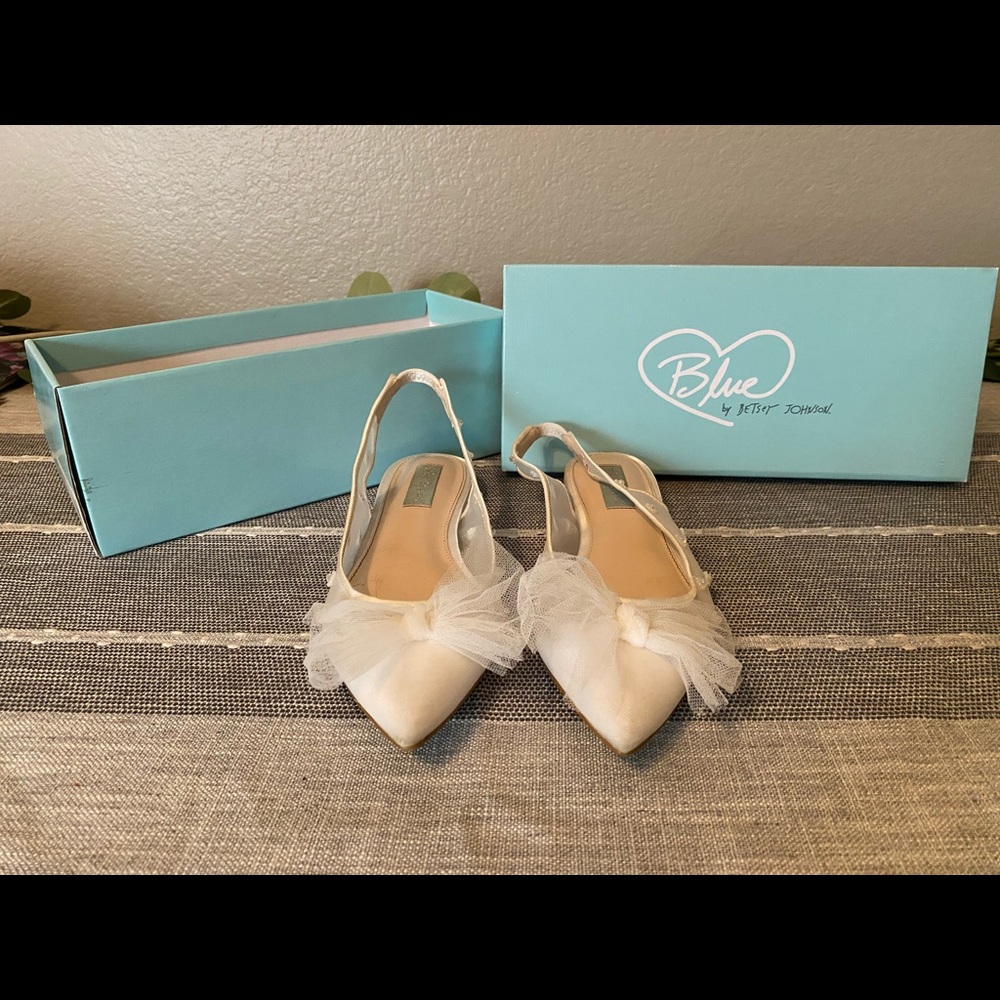 Betsey Johnson White Flats-Blue Bridal Collection
